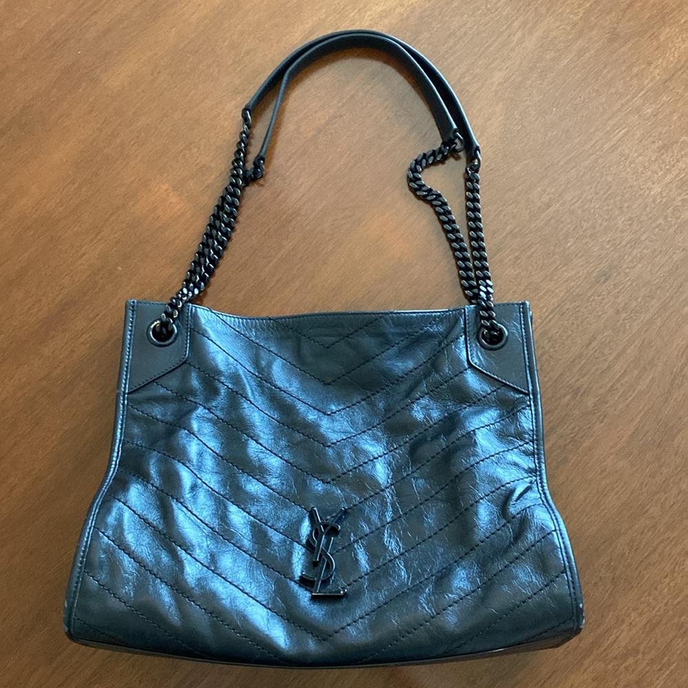 YSL Niki Medium Shopping Tote Black